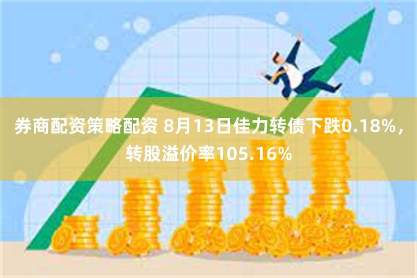 券商配资策略配资 8月13日佳力转债下跌0.18%，转股