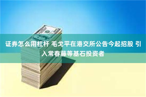 证券怎么用杠杆 毛戈平在港交所公告今起招股 引入常春藤等基石投资者