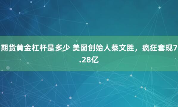 期货黄金杠杆是多少 美图创始人蔡文胜，疯狂套现7.28亿